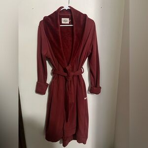 UGG Australia Classic Faux Fur Lined Heavyweight Robe Maroon Women's‎ Size L GUC